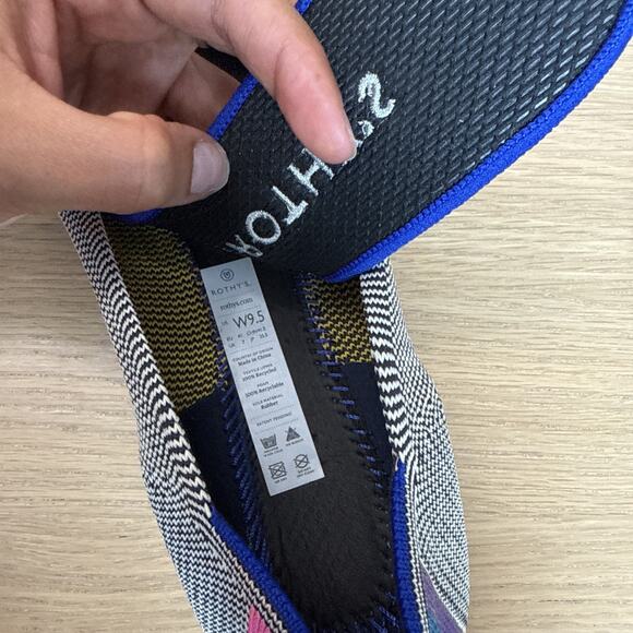 ROTHY’S Ballet Flats Size 9.5 Gray Shale Cherry Ribbon Heel Stripe RETIRED - Picture 6 of 7